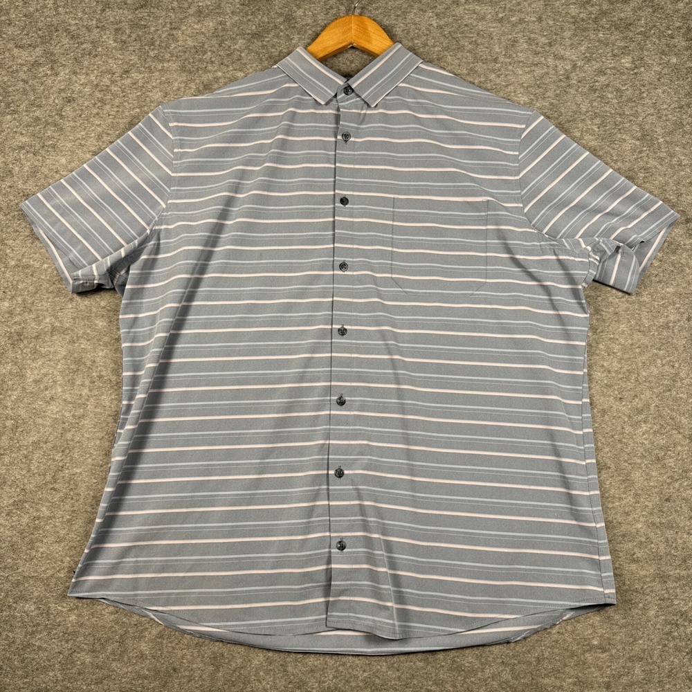 Mizzen Main Shirt Men XL Blue Striped Dress Performance Leeward